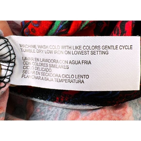 By Design Womens Red Floral Turtleneck Jersey Knit Long Sleeve Top Sz L New - Picture 6 of 9